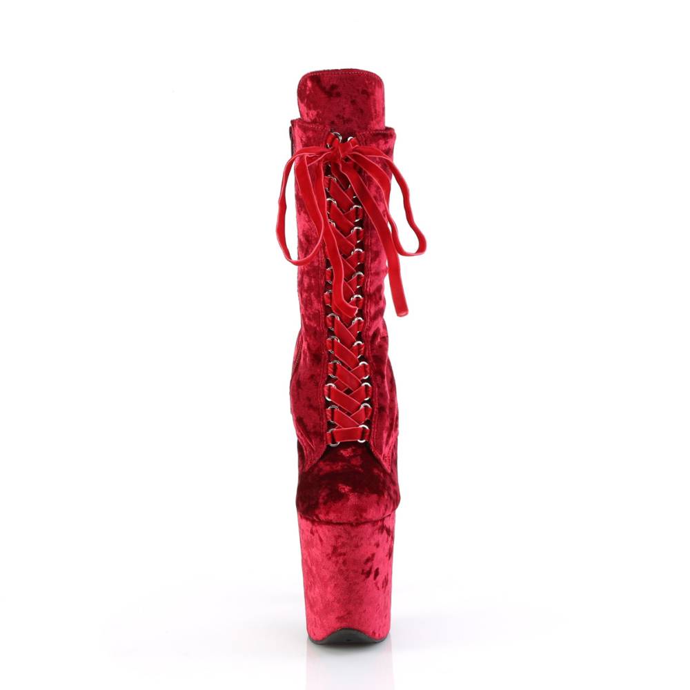 Pleaser - FLAMINGO1045VEL Platform Boots, Pole dance shoes - Red